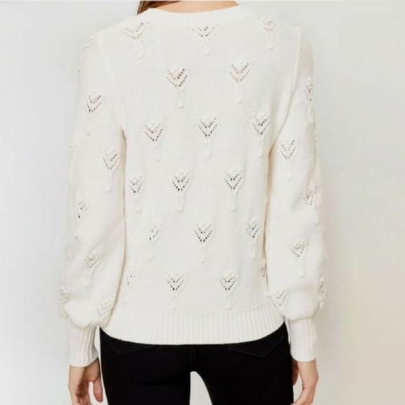 Ann Taylor LOFT Blouson Sleeves Bobble Pointelle Sweater Small Petite - Picture 2 of 3